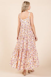 Mittoshop Flower Print Tiered Sleeveless Empire Maxi Dress